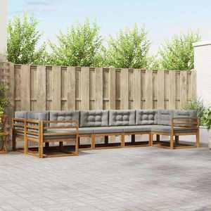 vidaXL Set de canapele de exterior 7 pcs Gri natural și deschis imagine