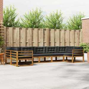 vidaXL Set de canapele de exterior cu pernă 7 pcs Natural și Antracit imagine