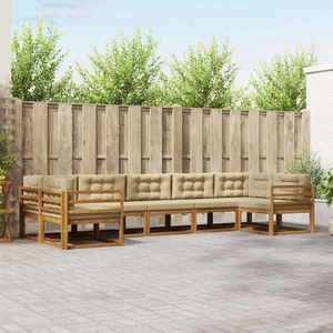 vidaXL Set de canapele de exterior cu pernă 7 pcs Natural și Bej imagine