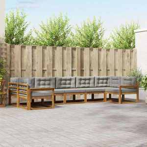 vidaXL Set de canapele de exterior 7 pcs Gri natural și deschis imagine