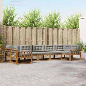 vidaXL Set de canapele de exterior 7 pcs Gri natural și deschis imagine