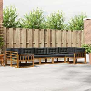 vidaXL Set de canapele de exterior cu pernă 7 pcs Natural și Antracit imagine