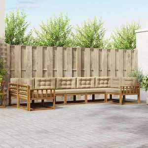 vidaXL Set de canapele de exterior cu pernă 7 pcs Natural și Bej imagine