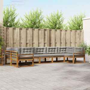 vidaXL Set de canapele de exterior 7 pcs Gri natural și deschis imagine