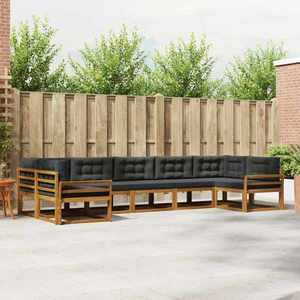 vidaXL Set de canapele de exterior cu pernă 7 pcs Natural și Antracit imagine