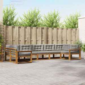vidaXL Set de canapele de exterior 7 pcs Gri natural și deschis imagine