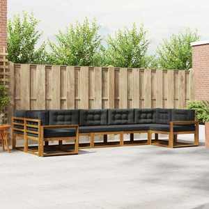 vidaXL Set de canapele de exterior cu pernă 7 pcs Natural și Antracit imagine
