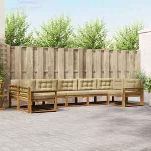 vidaXL Set de canapele de exterior cu pernă 7 pcs Natural și Bej imagine