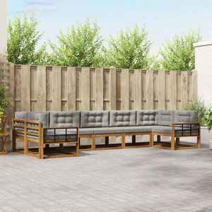 vidaXL Set de canapele de exterior 7 pcs Gri natural și deschis imagine