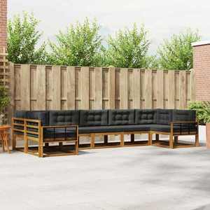 vidaXL Set de canapele de exterior cu pernă 7 pcs Natural și Antracit imagine