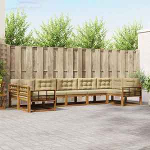 vidaXL Set de canapele de exterior cu pernă 7 pcs Natural și Bej imagine