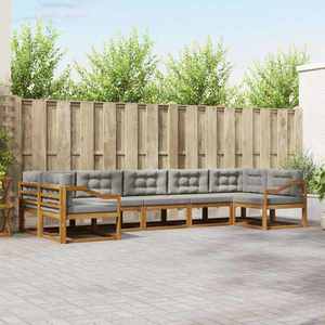 vidaXL Set de canapele de exterior 7 pcs Gri natural și deschis imagine