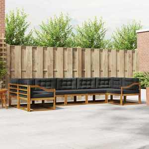 vidaXL Set de canapele de exterior cu pernă 7 pcs Natural și Antracit imagine