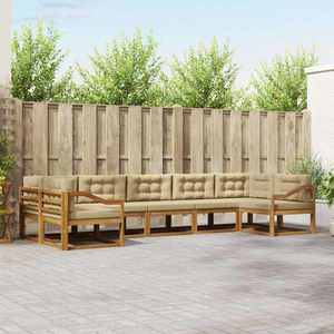 vidaXL Set de canapele de exterior cu pernă 7 pcs Natural și Bej imagine
