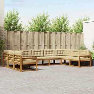 vidaXL Set de canapele de exterior cu pernă 9 pcs Natural și Bej imagine