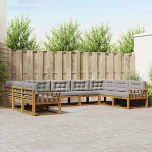 vidaXL Set de canapele de exterior 9 pcs Gri natural și deschis imagine