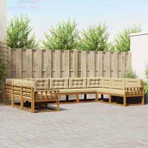 vidaXL Set de canapele de exterior cu pernă 9 pcs Natural și Bej imagine