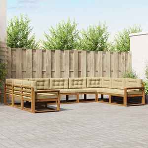 vidaXL Set de canapele de exterior cu pernă 9 pcs Natural și Bej imagine