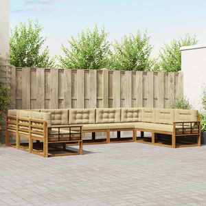 vidaXL Set de canapele de exterior cu pernă 9 pcs Natural și Bej imagine