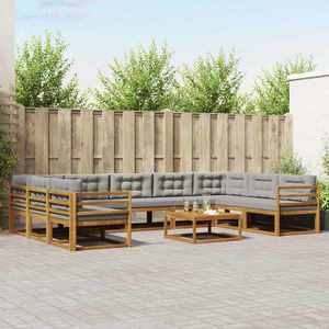 vidaXL Set de canapele de exterior 10 pcs Gri natural și deschis imagine