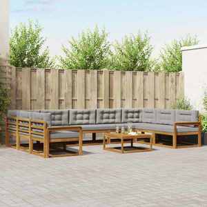 vidaXL Set de canapele de exterior 10 pcs Gri natural și deschis imagine