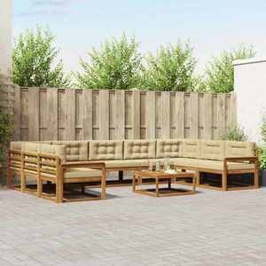 vidaXL Set de canapele de exterior cu pernă 10 pcs Natural și Bej imagine