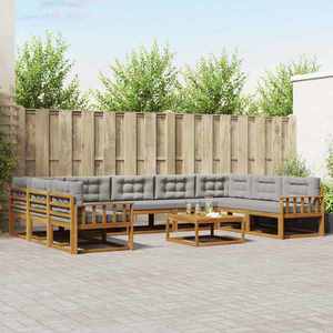 vidaXL Set de canapele de exterior 10 pcs Gri natural și deschis imagine