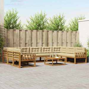 vidaXL Set de canapele de exterior cu pernă 10 pcs Natural și Bej imagine