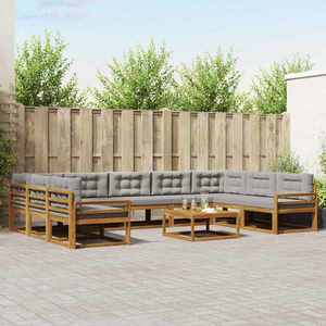 vidaXL Set de canapele de exterior 10 pcs Gri natural și deschis imagine