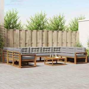 vidaXL Set de canapele de exterior 10 pcs Gri natural și deschis imagine