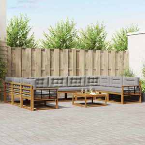 vidaXL Set de canapele de exterior 10 pcs Gri natural și deschis imagine