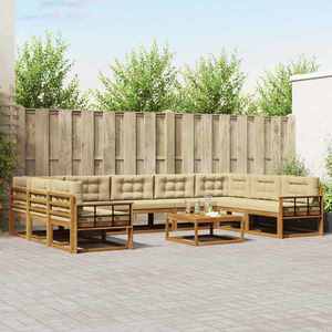 vidaXL Set de canapele de exterior cu pernă 10 pcs Natural și Bej imagine