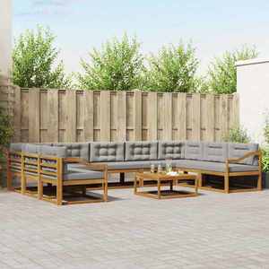 vidaXL Set de canapele de exterior 10 pcs Gri natural și deschis imagine