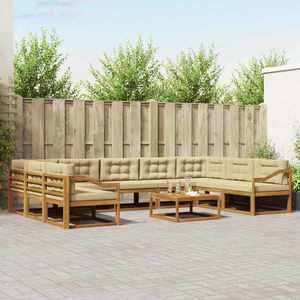 vidaXL Set de canapele de exterior cu pernă 10 pcs Natural și Bej imagine