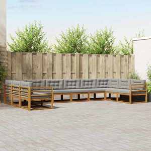 vidaXL Set de canapele de exterior 10 pcs Gri natural și deschis imagine