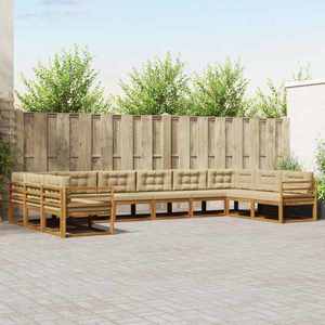 vidaXL Set de canapele de exterior cu pernă 10 pcs Natural și Bej imagine