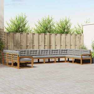 vidaXL Set de canapele de exterior 10 pcs Gri natural și deschis imagine