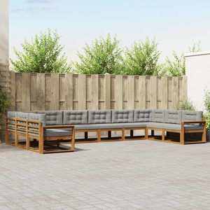 vidaXL Set de canapele de exterior 10 pcs Gri natural și deschis imagine