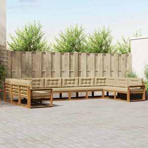 vidaXL Set de canapele de exterior cu pernă 10 pcs Natural și Bej imagine
