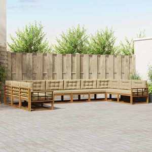 vidaXL Set de canapele de exterior cu pernă 10 pcs Natural și Bej imagine