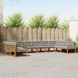 vidaXL Set de canapele de exterior 10 pcs Gri natural și deschis imagine