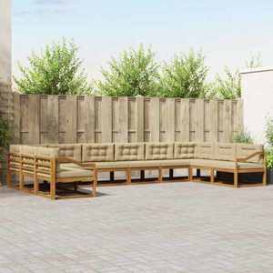 vidaXL Set de canapele de exterior cu pernă 10 pcs Natural și Bej imagine