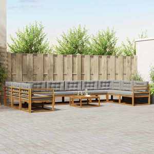 vidaXL Set de canapele de exterior 11 pcs Gri natural și deschis imagine