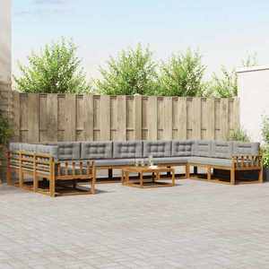 vidaXL Set de canapele de exterior 11 pcs Gri natural și deschis imagine