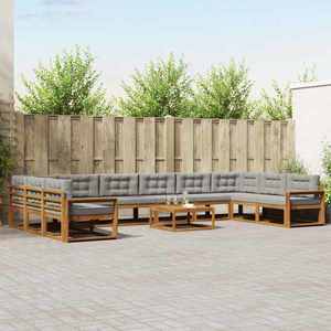 vidaXL Set de canapele de exterior 11 pcs Gri natural și deschis imagine