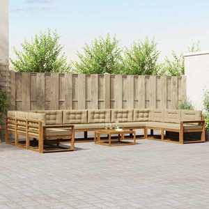 vidaXL Set de canapele de exterior cu pernă 11 pcs Natural și Bej imagine