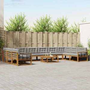 vidaXL Set de canapele de exterior 11 pcs Gri natural și deschis imagine