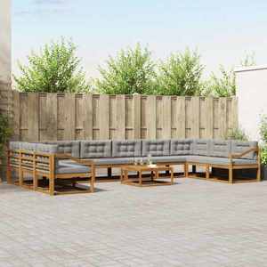 vidaXL Set de canapele de exterior 11 pcs Gri natural și deschis imagine