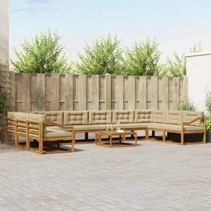 vidaXL Set de canapele de exterior cu pernă 11 pcs Natural și Bej imagine