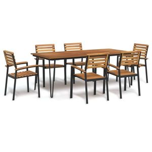 vidaXL Set mobilier de grădină, 7 piese, lemn masiv de acacia și metal imagine